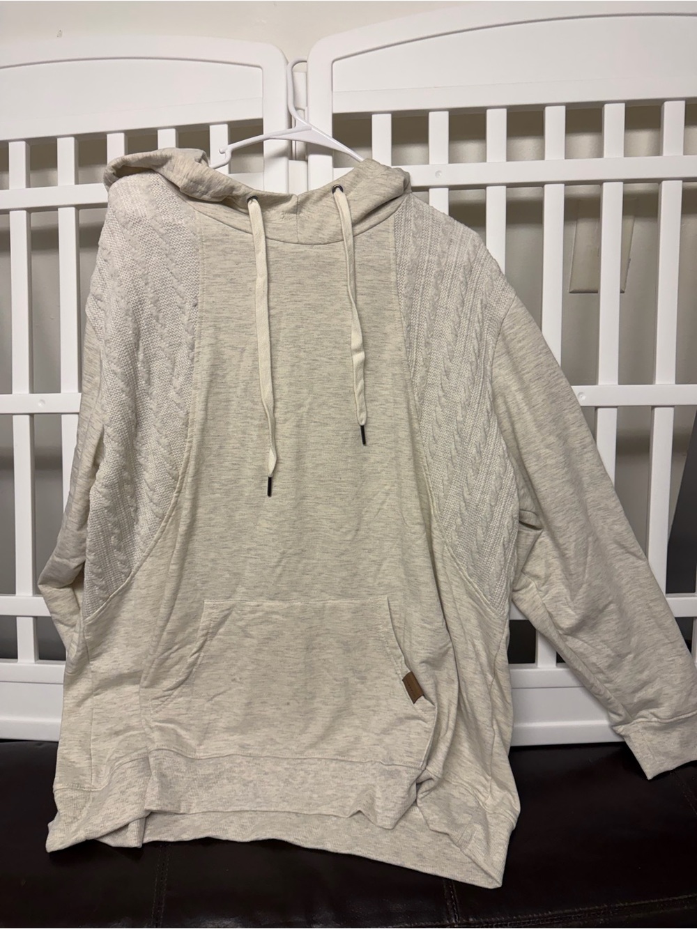 Maurices Cream Cable-Knit Hoodie